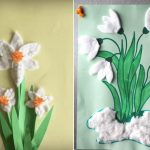 Нарциссы и подснежники из ватных дисков