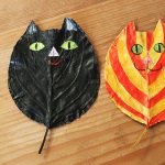 Поделка из листьев-кот