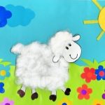 Аппликация овечка из ваты