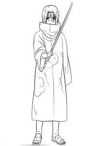 Итачи Учиха скачать и распечатать раскраску бесплатно онлайн