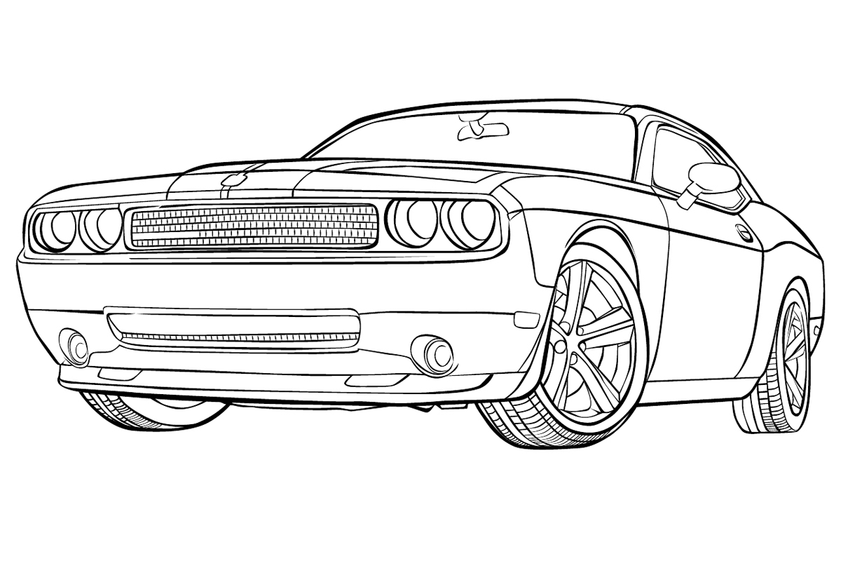 Раскраска Челленджер dodge Challenger